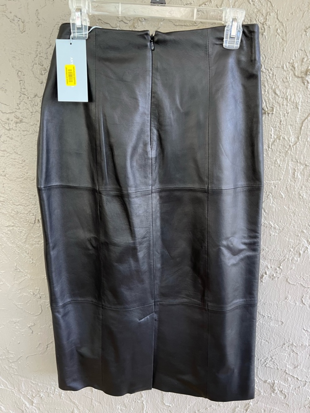 ANTONIO MELANI Black Faux Leather Wrap Pencil Skirt with Tie - Picture 3 of 13